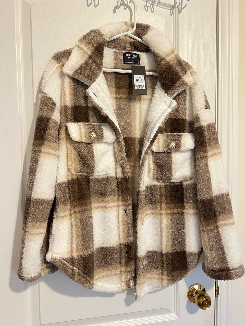 Teddy 🐻 Streetwear Society Women's Brown Plaid Sherpa Shacket